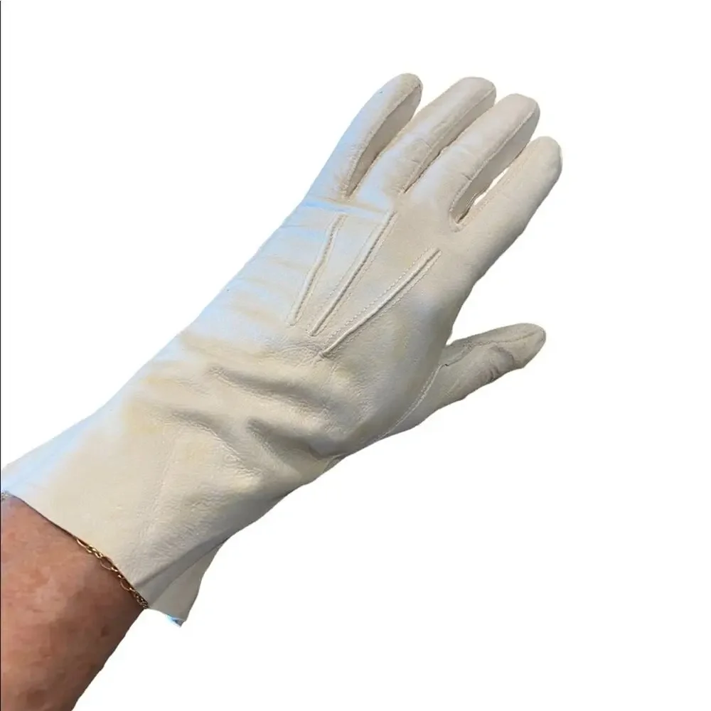 Vintage White Kidskin Gloves Made in Western Germany Very delicate